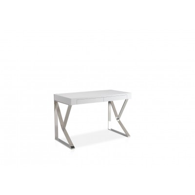 Rašomasis stalas iš lakuotos MDF, blizgios baltos spalvos