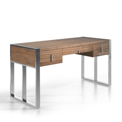 Rašomasis stalas su stalviršiu ir priekiniais stalčiais iš medienos ir riešutmedžio faneros