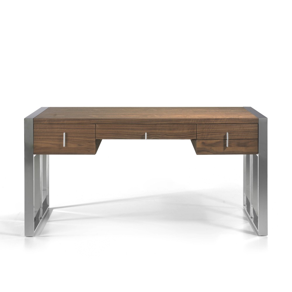 Rašomasis stalas su stalviršiu ir priekiniais stalčiais iš medienos ir riešutmedžio faneros