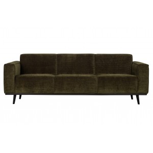 Trivietė sofa Statement, 230 cm, suedine medžiaga, primenanti verstą odą (juoda)