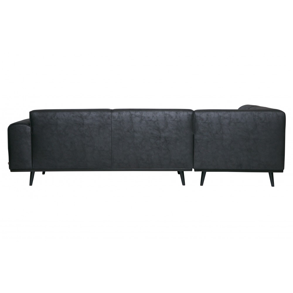 Kampinė sofa Statement, kairinė, suedine medžiaga, primenanti verstą odą (juoda)