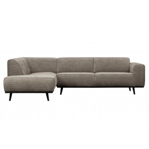 Kampinė sofa Statement, kairinė, velvetas (šilta rusvai pilka)