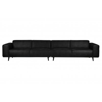 Keturvietė sofa Statement XL, 372 cm, suedine medžiaga, primenanti verstą odą (juoda)