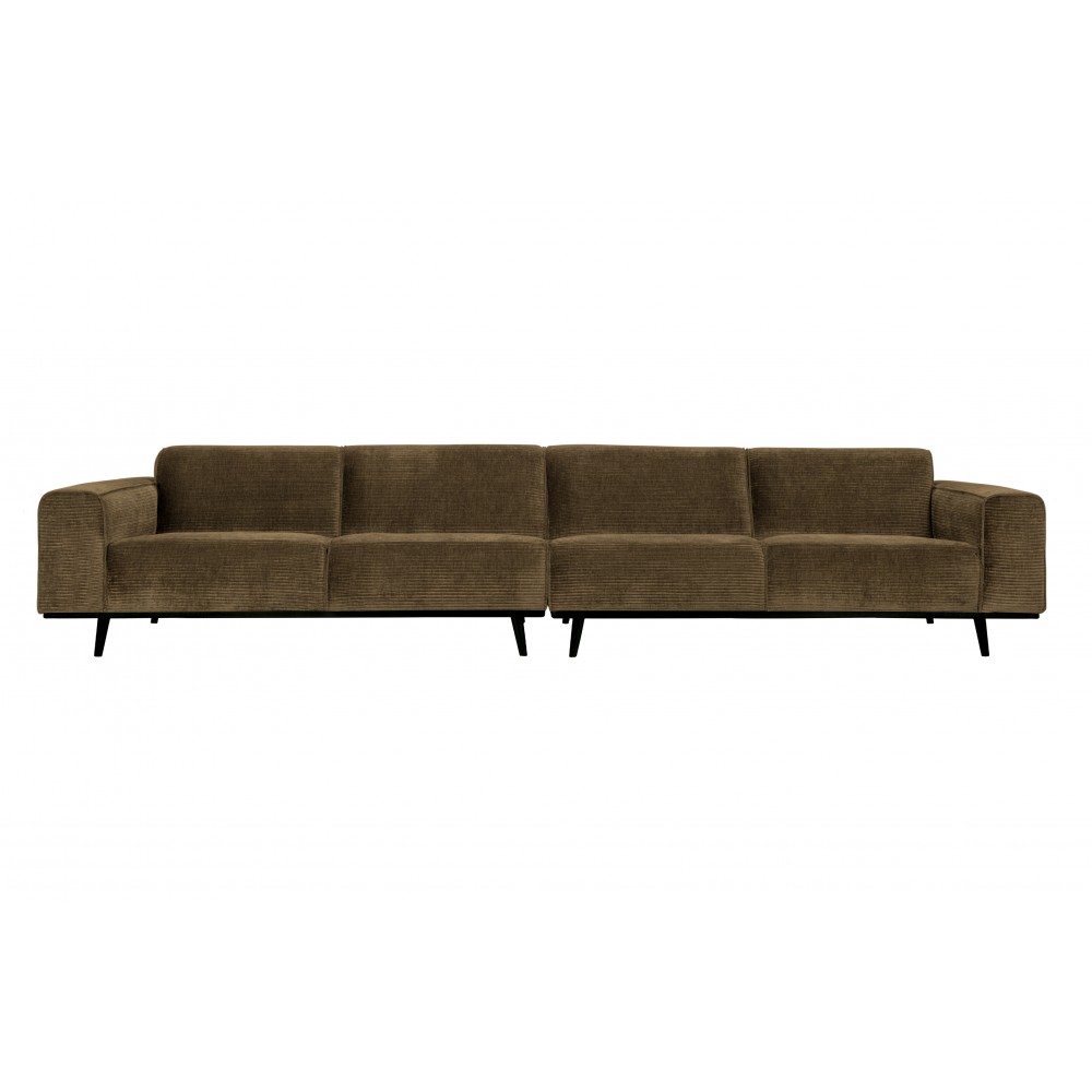 Keturvietė sofa Statement XL, 372 cm, plokščiasis velvetas (žalsvai rusva)