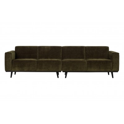 Keturvietė sofa Statement, 280 cm, plokščiasis velvetas (šiltai žalia)