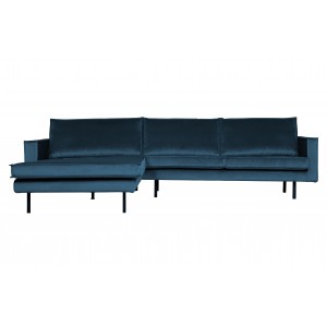 Kampinė sofa Rodeo, kairinė, velvetas (žalsvai mėlyna)