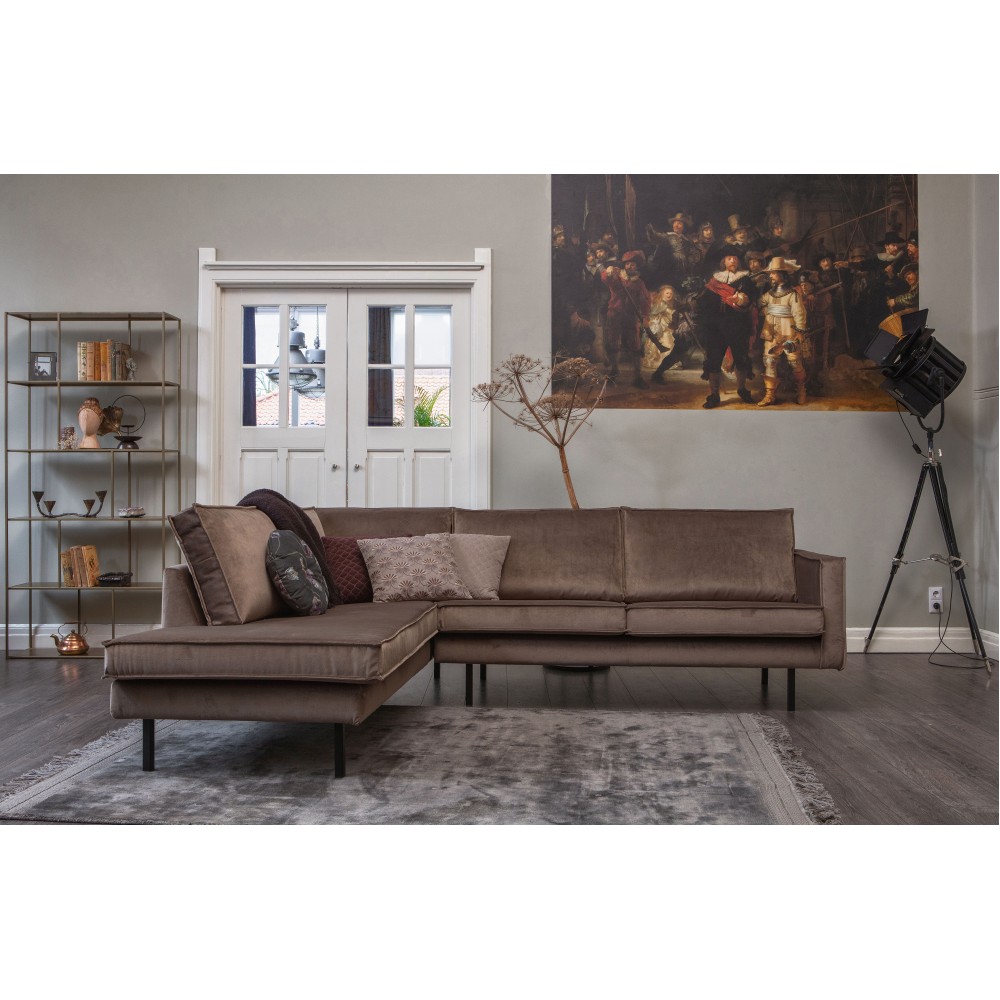 Kampinė sofa Rodeo, kairinė, velvetas (šilta rusvai pilka)