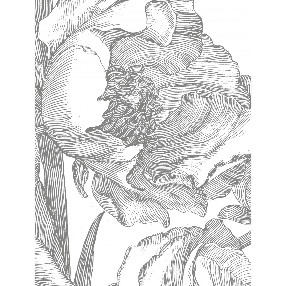 Skritulio formos tapetai, graviūrinės gėlės