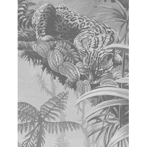 Skritulio formos tapetai, tropiniai peizažai, juodai balti