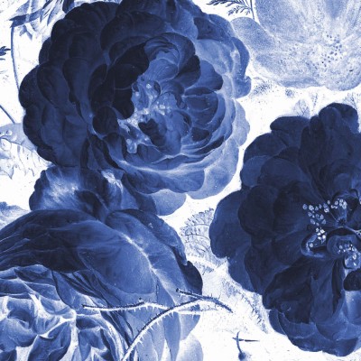 Mažo skritulio formos tapetai, mėlynos karališkos gėlės