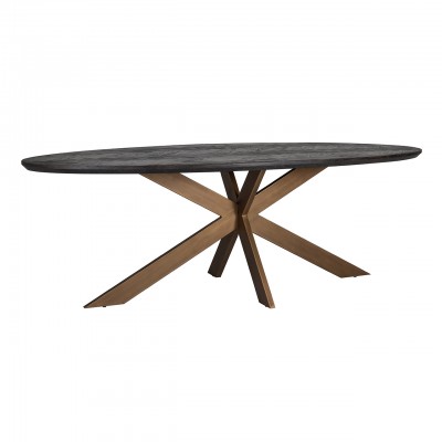 Valgomojo stalas Juodabone, ovalus, 230 cm (žalvario)