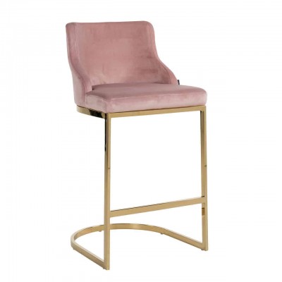 Baro kėdė Bolton, velvetas, antipireninė medžiaga (rožinė / aukso)