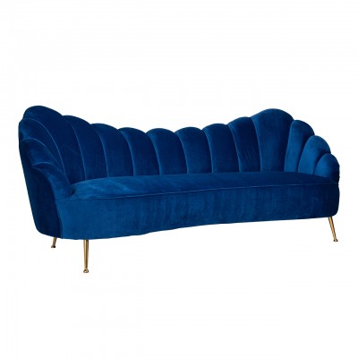 Trivietė sofa Cosette, velvetas (mėlyna / aukso)